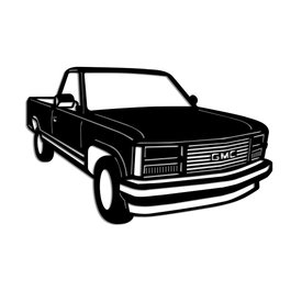 Wallity GMC Sierra 1990 Escultura de pared de metal Negro